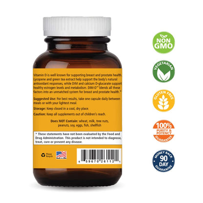 Dim D by Pure Essence - Natural Supplement for Estrogen Balance, Hormonal Acne, and Menopause Support with Vitamin D3, Calcium, Green Tea & Lycopene - 30 Capsules