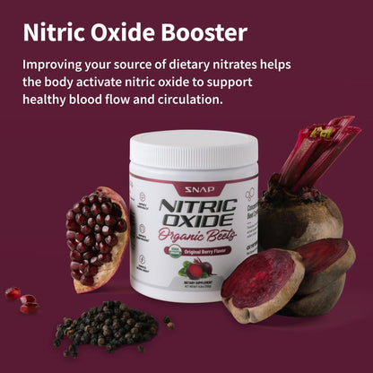 Snap Supplements USDA Organic Beet Root Powder, 3-in-1 Nitric Oxide Supplement