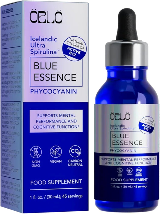 Orlo Blue Essence - Liquid Blue Spirulina with Phycocyanin Extract & Bioactive Methylcobalamin B12 Vitamin - Methylene Alternative - Natural Vegan Superfood - Clean, Bioavailable Formula – 50 ml