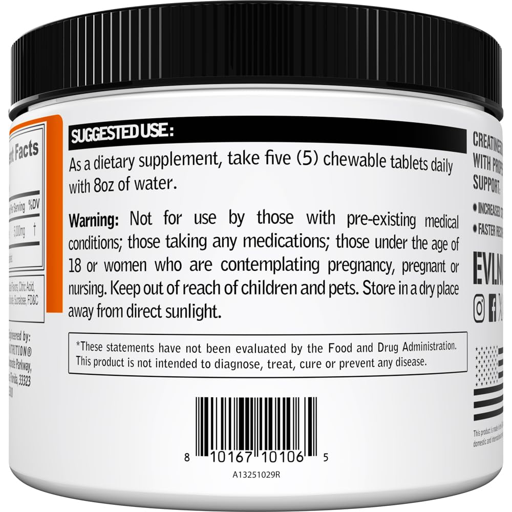 Evlution Nutrition Creatine 5000 - Supports Faster Recovery Lean Muscle Growth & Performance - Pre & Post Workout Powder - 5000mg Pure Creatine Monohydrate Per Serving - 60 Servings - Unflavored