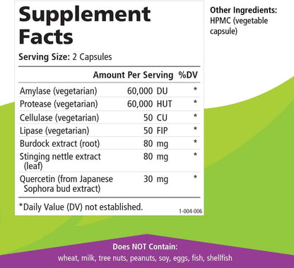 AllerFree Natural Allergy Support Supplement by Pure Essence Labs - Non Drowsy Pills for Sinus and Nasal Health Seasonal Allergies with Enzymes and Herbs - 60 Capsules