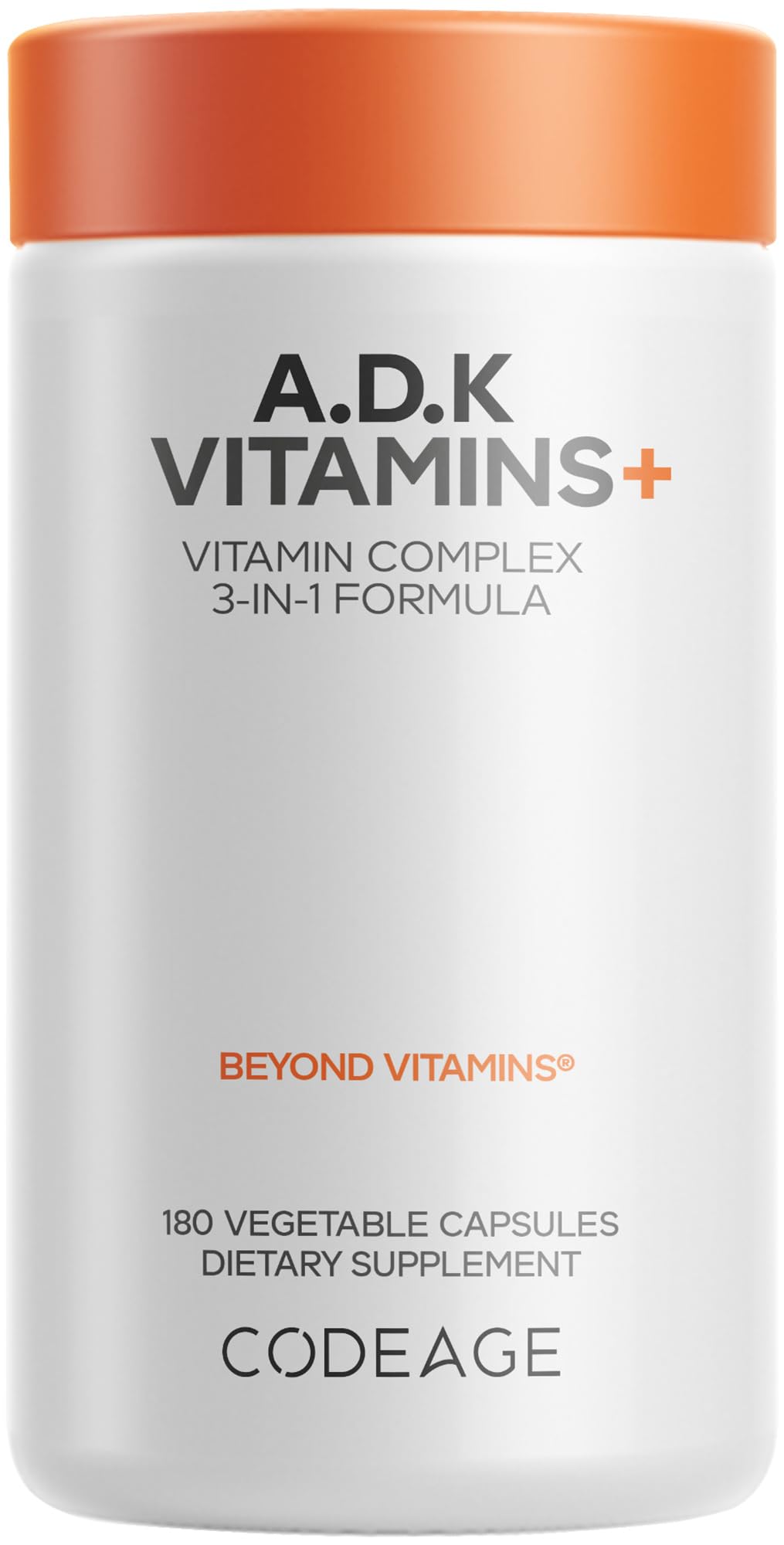 Codeage ADK Vitamins Supplement - Essential Vitamin A, D3 5000 IU, K1 & K2 (MK4 & MK7) - 6-Month Supply - 1 Capsule per Serving, Non-GMO, Gluten-Free - 180 Capsules
