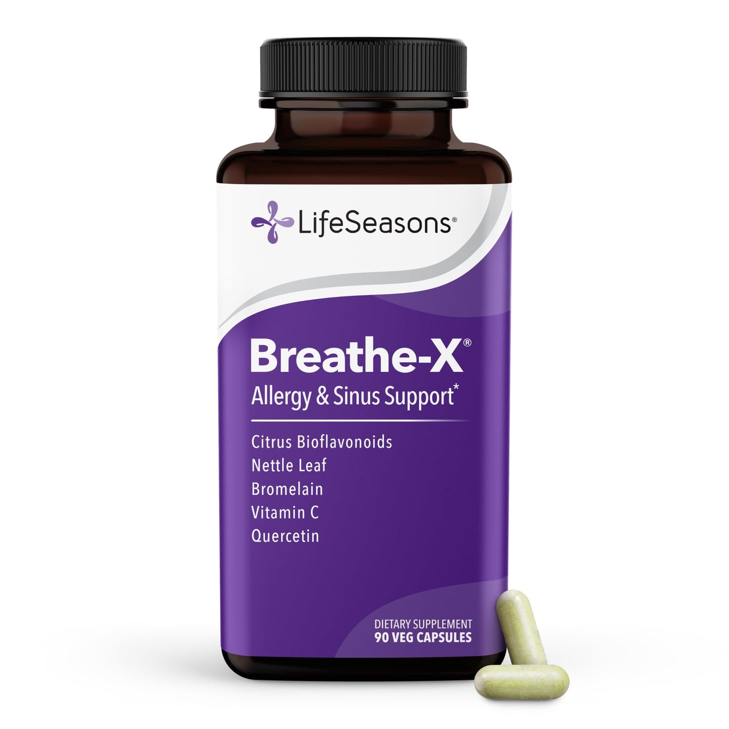 Breathe-X - Allergy & Sinus Relief Supplement - Supports Sinuses & Nasal Discomfort - Non-Drowsy & Fast-Acting - Quercetin, Bromelain, Citrus Bioflavonoids, Nettle Leaf & Vitamin C - 90 Capsules