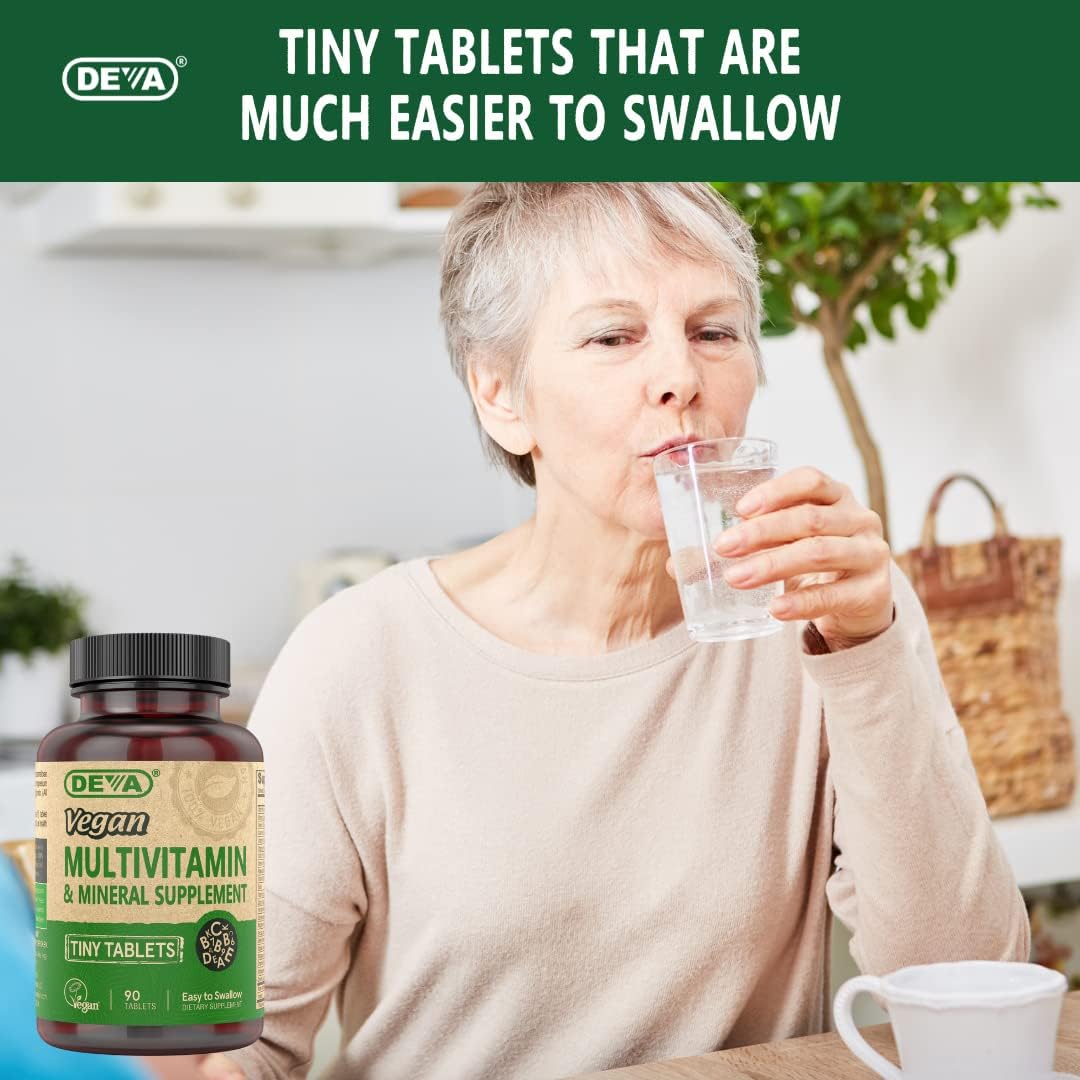 Deva Vegan Multivitamin & Mineral Supplement, Tiny Tablets, Easy to Swallow, 90 Tablets