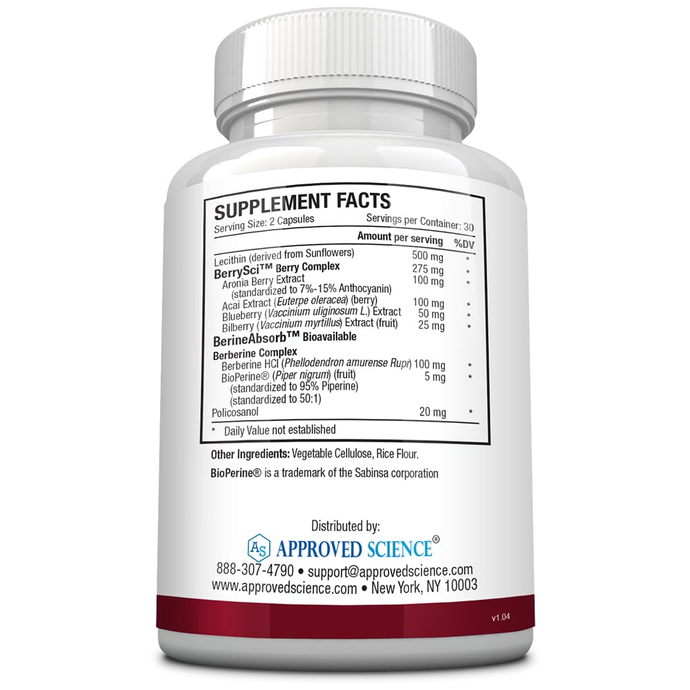 Approved Science Cholestrin - Lipid Level Support - Antioxidants, Lecithin, Berberine HCL, Berries, BioPerine - 60 Capsules - Pack of 3
