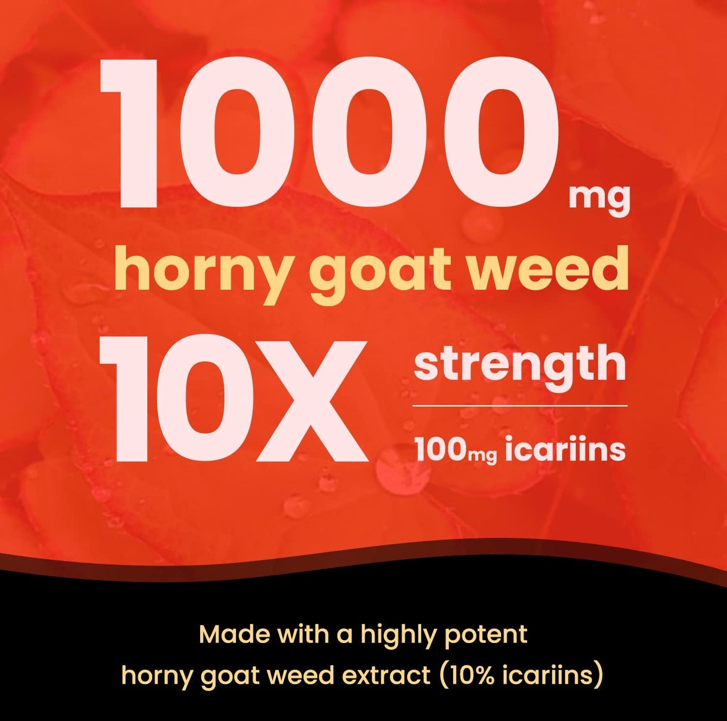 NutraChamps Horny Goat Weed, 1000mg Epimedium Energy Supplement, 10X Strength Icariin, Ginseng, Tribulus & Maca Pills for Women & Men, Enhanced Absorption with Black Pepper, 60 Vegan Capsules
