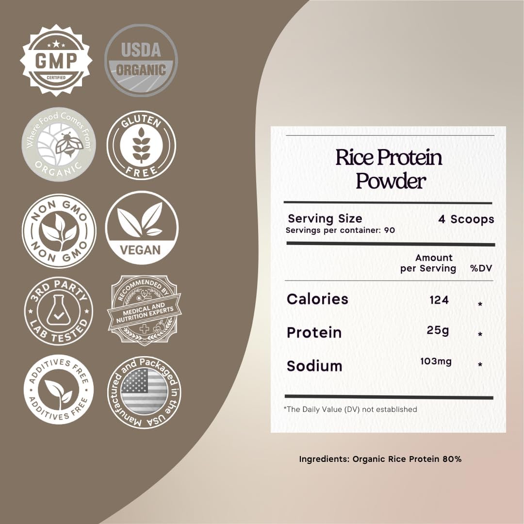 Organic Brown Rice Protein 6 LB. USDA Certified Organic. Unflavored. Non-GMO. Vegan.
