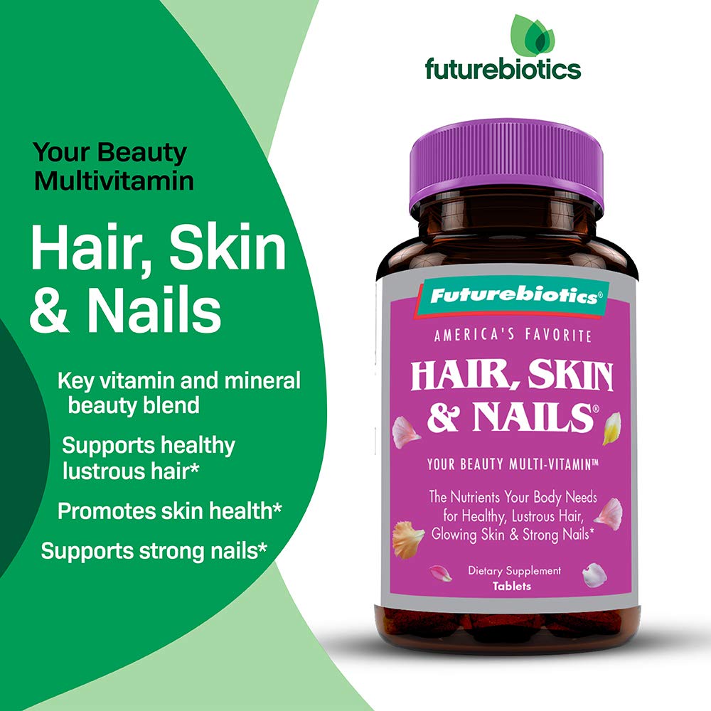 Futurebiotics Hair, Skin & Nails Beauty MultiVitamin with Biotin, Hair Vitamins and Skin Vitamins that Promote Healthy Hair and Nail, 180 Tablets