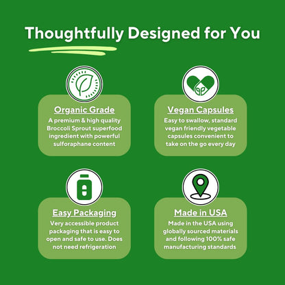 Vitapia Organic Broccoli Sprout & Broccoli Extract for Sulforaphane, Antioxidant, Brain, Skin, Heart Health Support - 120 Veggie Capsules - Non-GMO, Gluten-Free, Vegan-Friendly Supplement