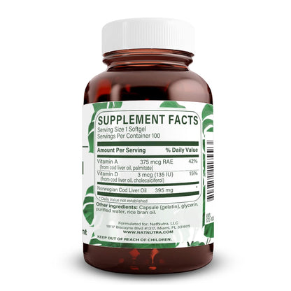 Natural Nutra Norwegian Cod Liver Oil Supplement 250 Softgels | Helps Maintain Skin & Body Density, Eye Health & Nerve Function, Promotes Dental Health, Supports Cardiovascular Health