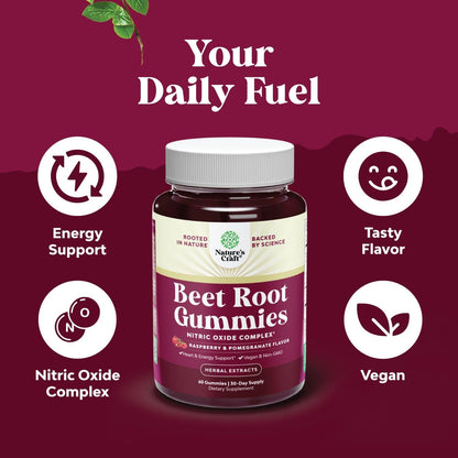 Flow Boosting Beet Root Gummies - Invigorating Beet Gummies for Adults Nitric Oxide Energy & Heart Health Support with Grapeseed Pomegranate & Vitamin B12 - Vegan Non-GMO & Gluten Free - 60 Count