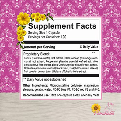 Menopause Supplement for Women FEMINELLE Original Formula - 4 Months Supply Fast PMS