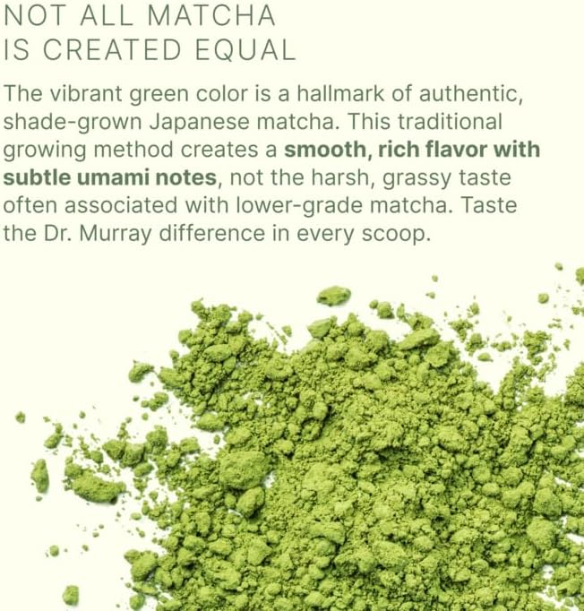 Dr. Murray's USDA Organic Plant Based Protein Powder | 20g Protein | 6g Fiber | Vegan & Keto | Gluten & Dairy Free | Low Carb | No Added Sugar | Matcha, 1 lb.