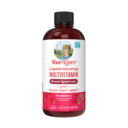 MARYRUTH'S Liquid Morning Multivitamin for Women, Men & Kids | Vitamin A C D E B6 B12 Biotin Zinc | Beauty | Vegan | Non-GMO | Gluten Free | 32 Servings