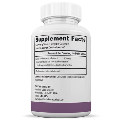 Justified Laboratories (5 Pack Turkesterone 500mg 10% Standardized Naturally Increase