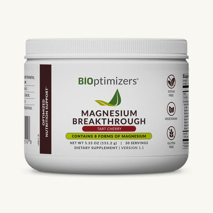 BIOptimizers Magnesium Breakthrough Drink - 8 Forms of Magnesium, Electrolytes, Sleep Health, Stress, Muscle Recovery, Heart Support | Glycinate, Citrate, Malate- Raspberry Lemon