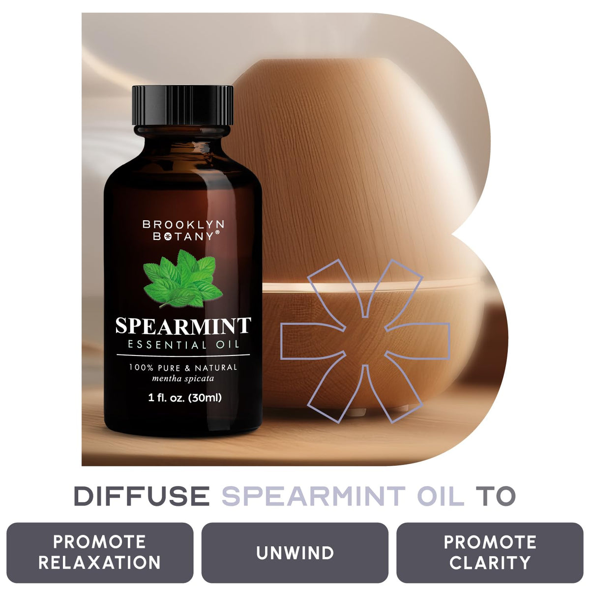 Brooklyn Botany Spearmint Essential Oil – 100% Pure and Natural – Premium Grade Oil