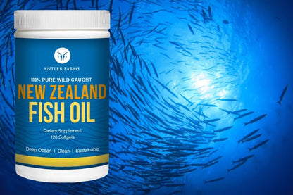 Antler Farms - 100% Pure Wild Caught New Zealand Fish Oil from Deep Ocean, Cold Water Fish, 120 Softgels - Clean, Fresh Omega-3 EPA + DHA Supplement, Keto Friendly, Super Clean | 100% Pure Fish Oil Supplement from Deep Ocean, Cold Water Fish, Clean, Fresh