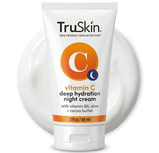 TruSkin Vitamin C Night Cream Brightening Face Moisturizer, 2 fl oz | Overnight Vitamin C cream with Vitamin B5, Aloe, MSM and Cocoa Butter hydrates for smoother, firmer-looking skin as you sleep