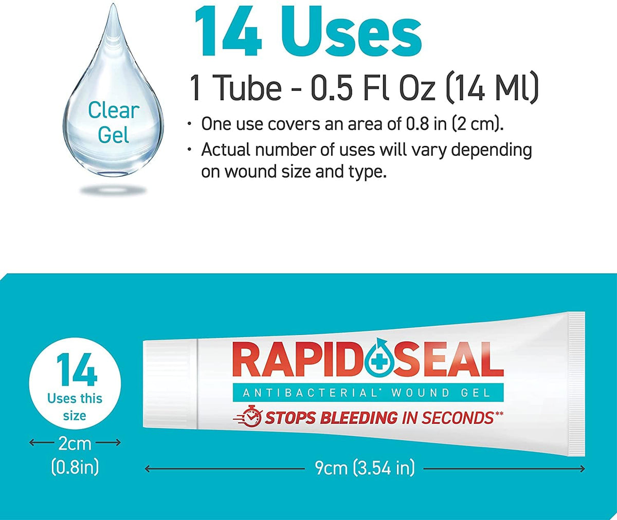 Rapid-Seal Wound Gel (1 Count) | Stops Bleeding in Seconds, Ideal for Cuts