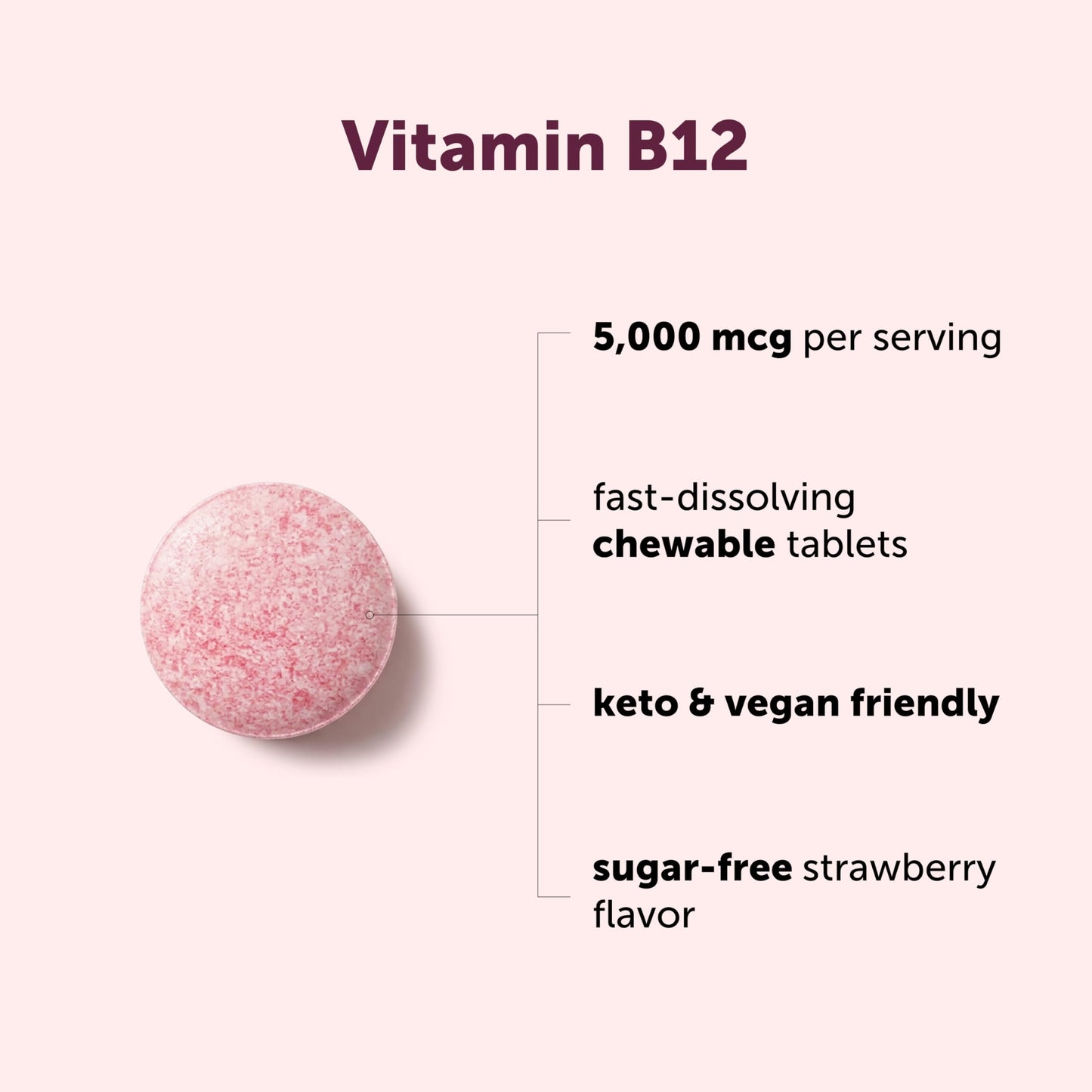 Micro Ingredients Vitamin B12 5,000 mcg | Methylcobalamin – 240 Chewable Tablets | Fast Dissolve, Natural Strawberry Flavor | Vegan, Non-GMO, Gluten Free - 1`
