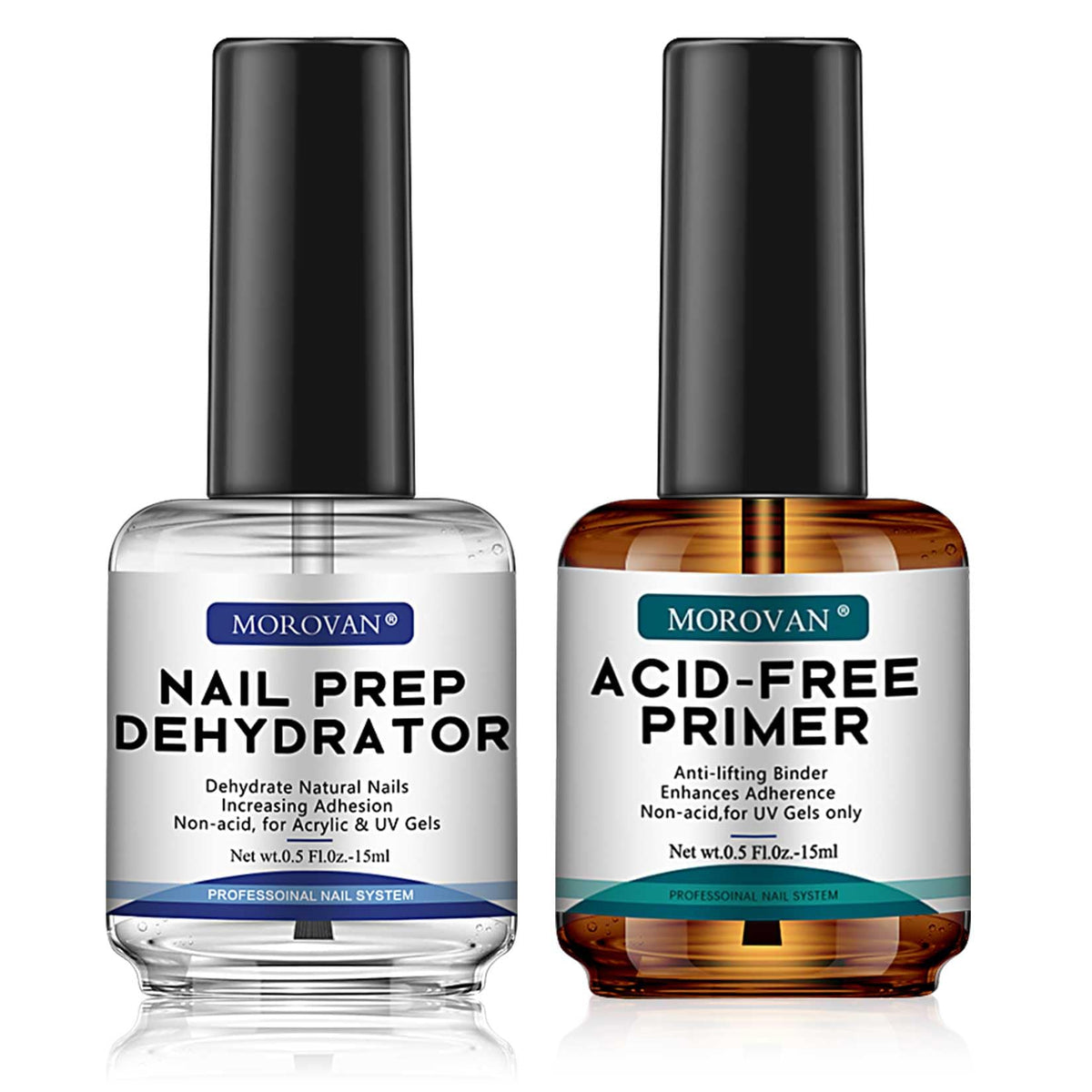 Morovan Professional Natural Nail Prep Dehydrate and Acid-Free Primer, Dehydrator 