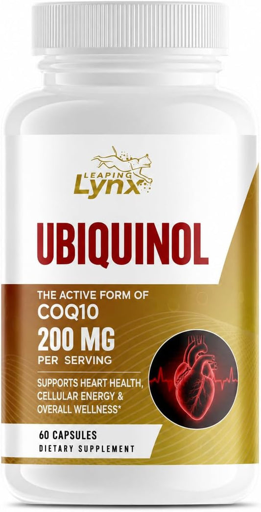 Ubiquinol CoQ10 200mg – High Absorption Active Coenzyme Q10 Supplement for Heart Health, Energy & Cellular Vitality | 60 Capsules, 60-Day Supply | Bioavailable Antioxidant Formula | Non-GMO