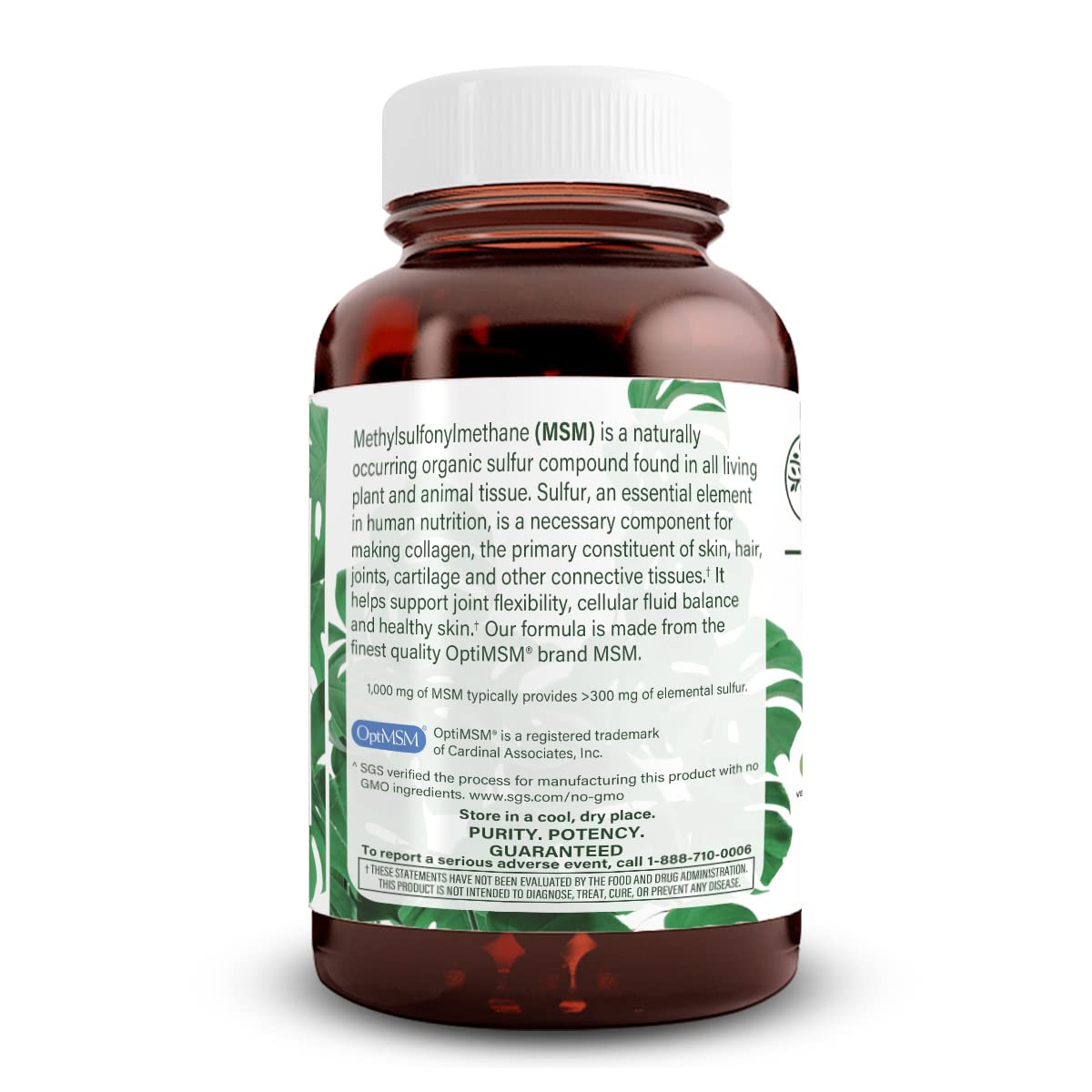 Natural Nutra OptiMSM, MSM Supplement with Sulfur 1000 mg, 120 Vegan Tabs | Cartilage Health, Prevent Thinning Hair, Increase Joint Flexibility and Bone Health, Support Fluid balance, Weight loss