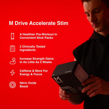 Mdrive Accelerate Pre Workout Powder Mixed Berry 30 Stick Packs | Strength Endurance Hydration Nitric Oxide Pump Beet Root RipFACTOR EnXtra Caffeine Electrolytes Focus Alertness