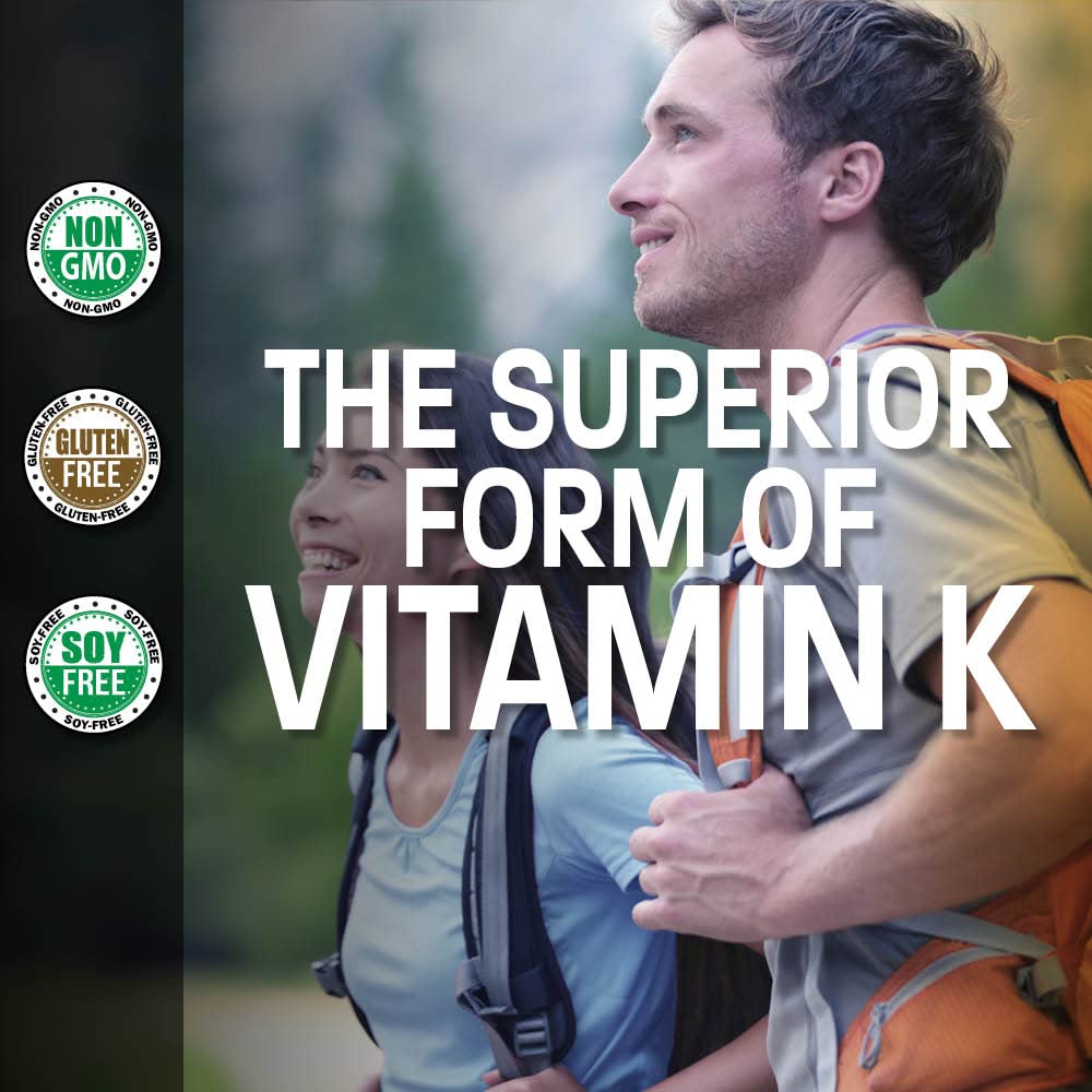 Bronson Vitamin K2 as MK-7 Menaquinone 100 mcg Non-GMO, 120 Capsules