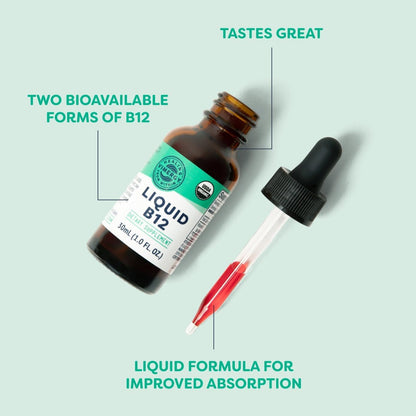 Vimergy USDA Organic Liquid Vitamin B12 Supplement 2500 mcg, Methylcobalamin & Adenosylcobalamin – Energy Support, Vegan, Non-GMO B12 Vitamins for Women & Men 30 Serving (30 mL)