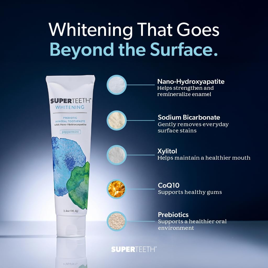 SuperTeeth Whitening Nano-Hydroxyapatite Toothpaste, Fluoride-Free - Mint