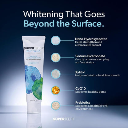 SuperTeeth Whitening Nano-Hydroxyapatite Toothpaste, Fluoride-Free - Mint