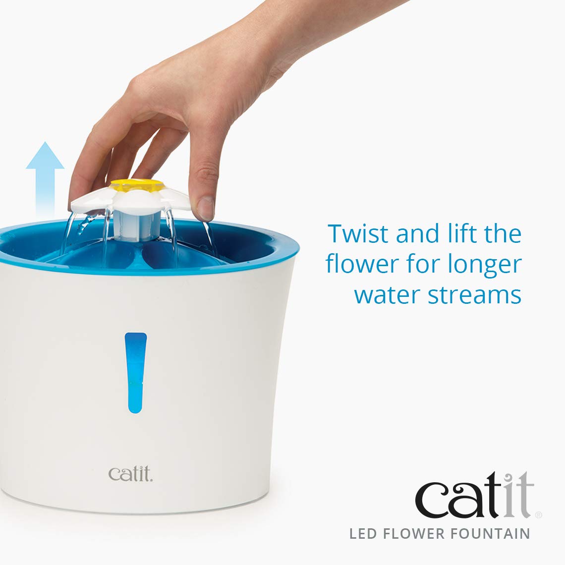 Catit Flower Fountain with Triple Action Filter, Cat Drinking Water Fountain, 3 L, Green | Cat Drinking Water Fountain