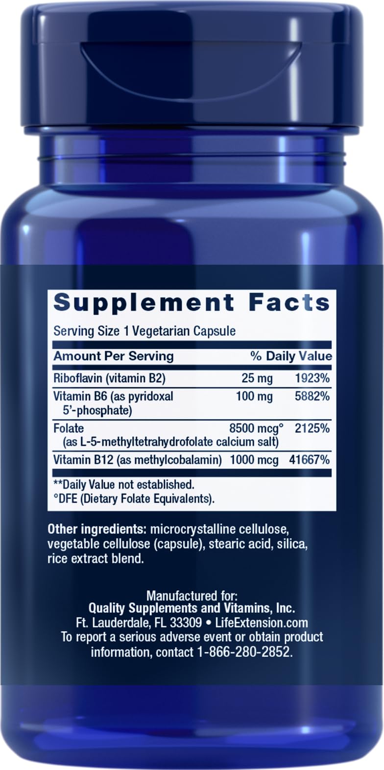 Life Extension Homocysteine Resist Vegetarian Capsules, 60 Count | Vitamin B2, B6, B12 & Folate as L-5-MTHF Support Heart & Brain Health, Once Daily, Gluten Free, Non-GMO & Vegetarian