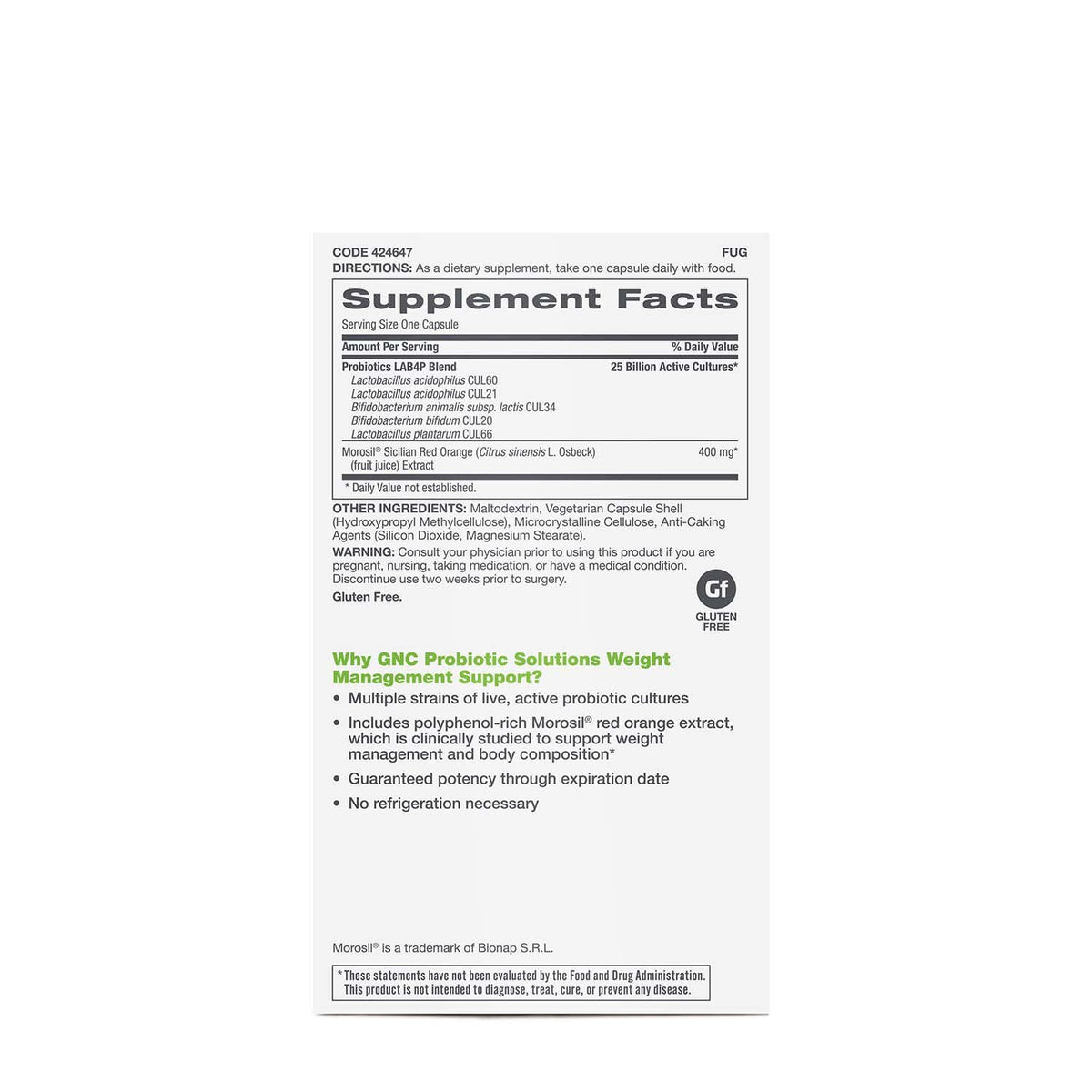 GNC Probiotic Solutions Weight Management Support with 25 Billion CFUs | Contains