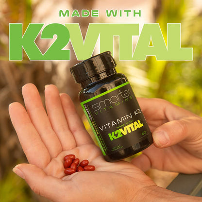 Vitamin K2 MK7 100mcg with K2VITAL for Bone & Heart Support – 60 Softgels | Made with K2VITAL MK-7 and kale powder in convenient liquid softgels for daily vitamin K2 supplementation.