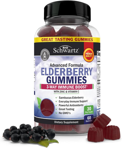 BioSchwartz Elderberry Gummies with Zinc and Vitamin C - 60 Count