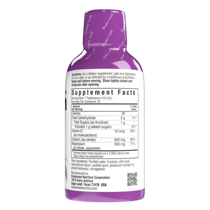 Bluebonnet Nutrition Liquid Calcium Citrate, Magnesium, Vitamin D3, Bone Health, Gluten Free, Soy Free, Milk Free, Kosher, 16 fl oz, 32 Servings, Mixed Berry Flavor