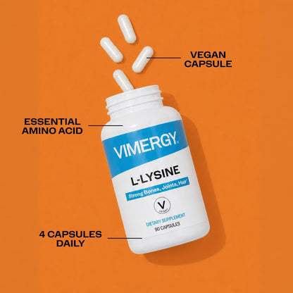 Vimergy L-Lysine – Promotes Healthy Skin, Hair & Nails* – Supports Healthy Metabolism* – Vegan, Non-GMO & Gluten-Free – 270 Capsules