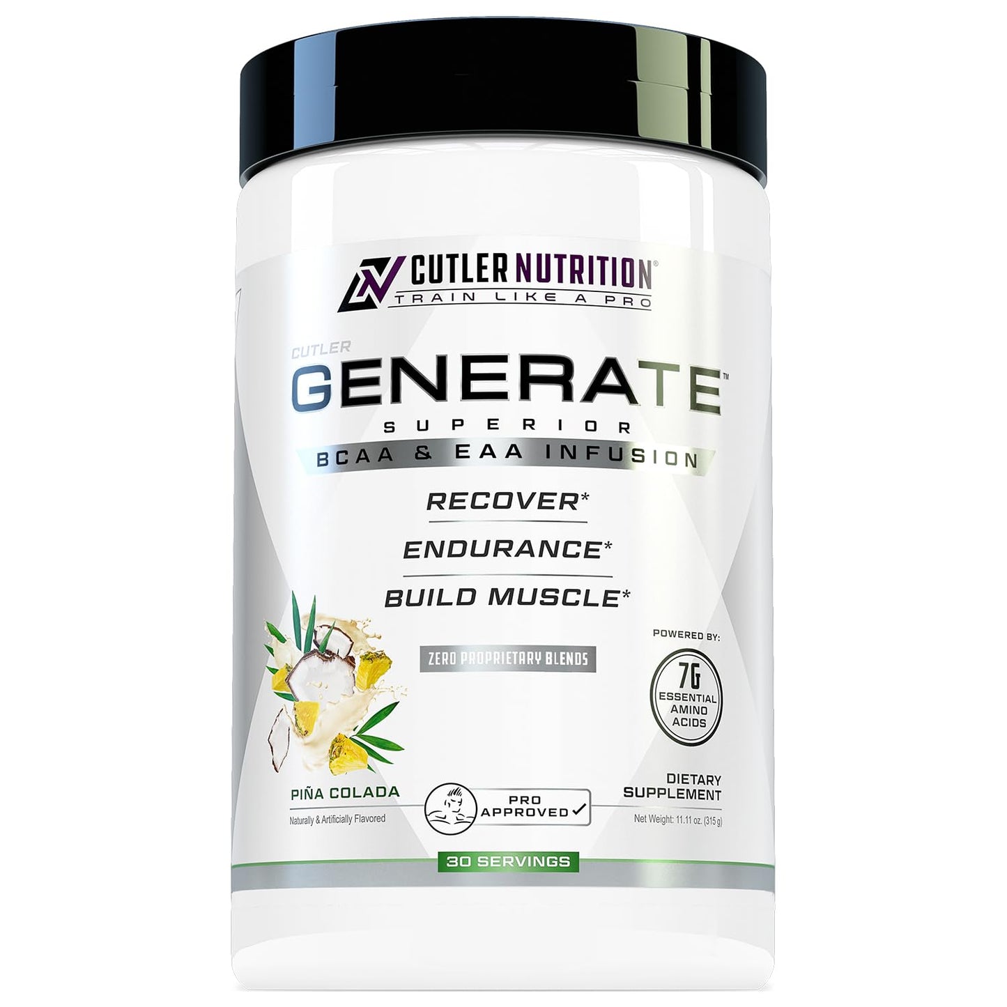 Cutler Nutrition Generate Sour Rainbow Candy BCAA EAA Powder, 30 Servings | 12.95 oz | 5g BCAAs and 2g EAAs per serving for post-workout recovery, hydration, lean muscle support and protein synthesis
