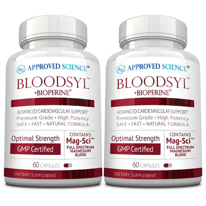 Approved Science Bloodsyl - Blood Pressure Support Supplement - Supports BP Levels Already Within Normal Range - Hawthorn Berry, Garlic, Magnesium and Hibiscus Pills - Vegan - 180 Capsules, 3 Months