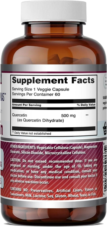 Amazing Formulas Quercetin 500mg Veggie Capsules Supplement | Non-GMO | Gluten Free | Supports Overall Health & Well Being (240 Count)
