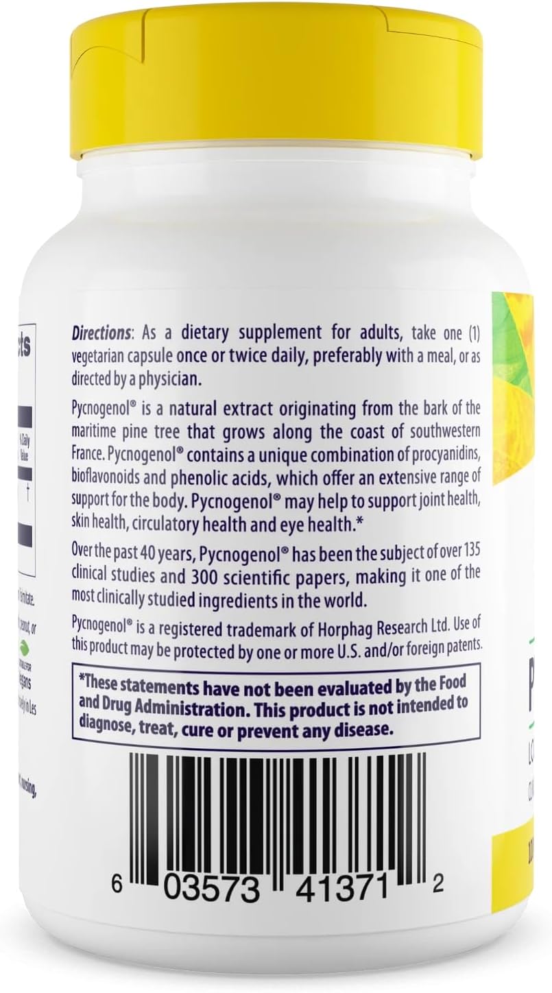 Healthy Origins Pycnogenol Pine Bark 100 mg, 60 Veggie Caps