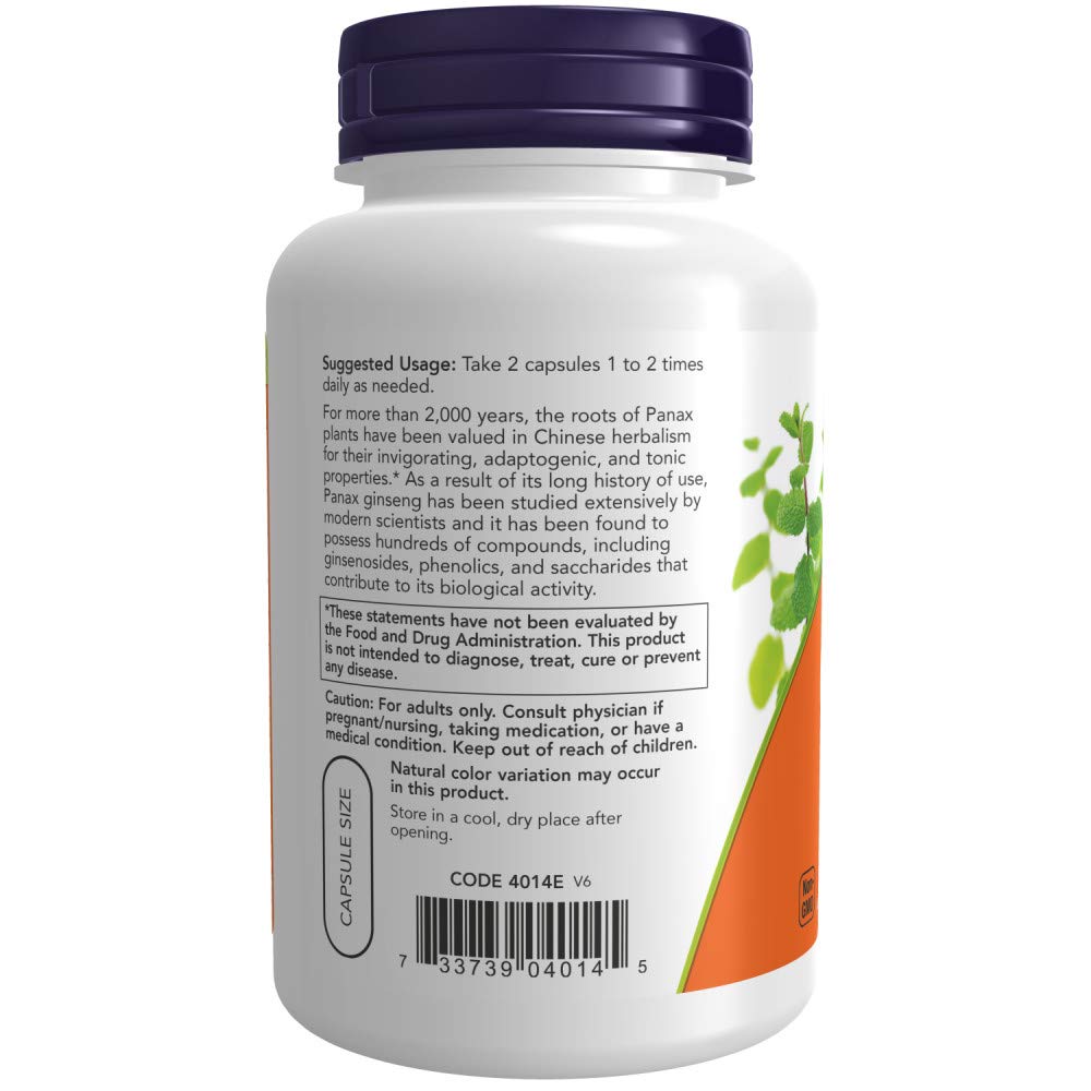 NOW Supplements, Panax Ginseng (Root) 500 mg, Adaptogenic Herb*, 250 Veg Capsules