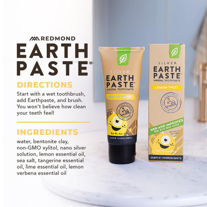 Redmond Earthpaste with Silver - Natural Non-Fluoride Toothpaste, 4 Ounce Tube (Peppermint)