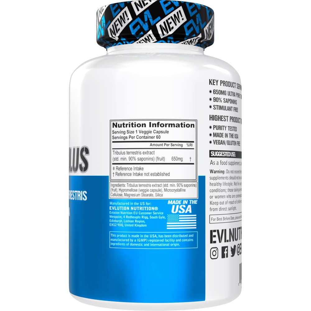 Invigorating Pure Tribulus Terrestris for Men - Performance Maximizing Testosterone Booster Tribulus Terrestris Supplement with 90% Saponins - Plant Based Stamina Strength and Energy Pills for Men