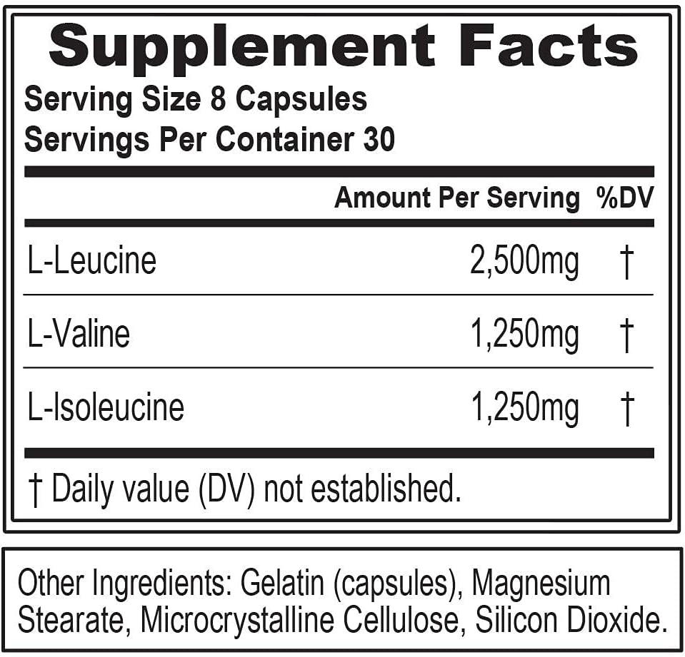 BCAAs Amino Acids Supplement for Men - EVL 2:1:1 5g BCAA Capsules for Post Workout Recovery and Lean Muscle Builder for Men - BCAA5000 Branched Chain Amino Acids Nutritional Supplement - 30 Servings