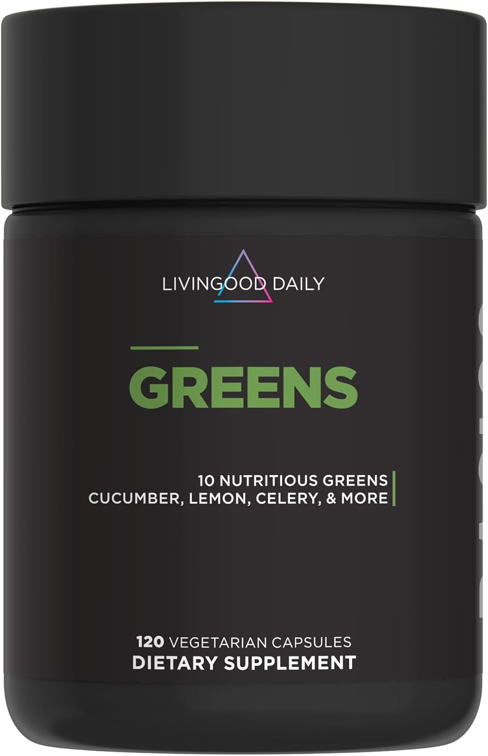 Livingood Daily Greens Capsules, Super Greens Supplement with Spirulina, Chlorella, Broccoli, Spinach, Celery, Lemon & More, Plant Based for Digestion & Gut Health, Non GMO, Vegetarian, 120 Ct