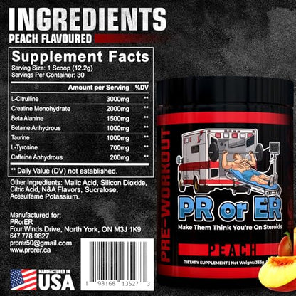 PR or ER Pre Workout Powder for Men and Women, Pre-Workout Energy Supplement